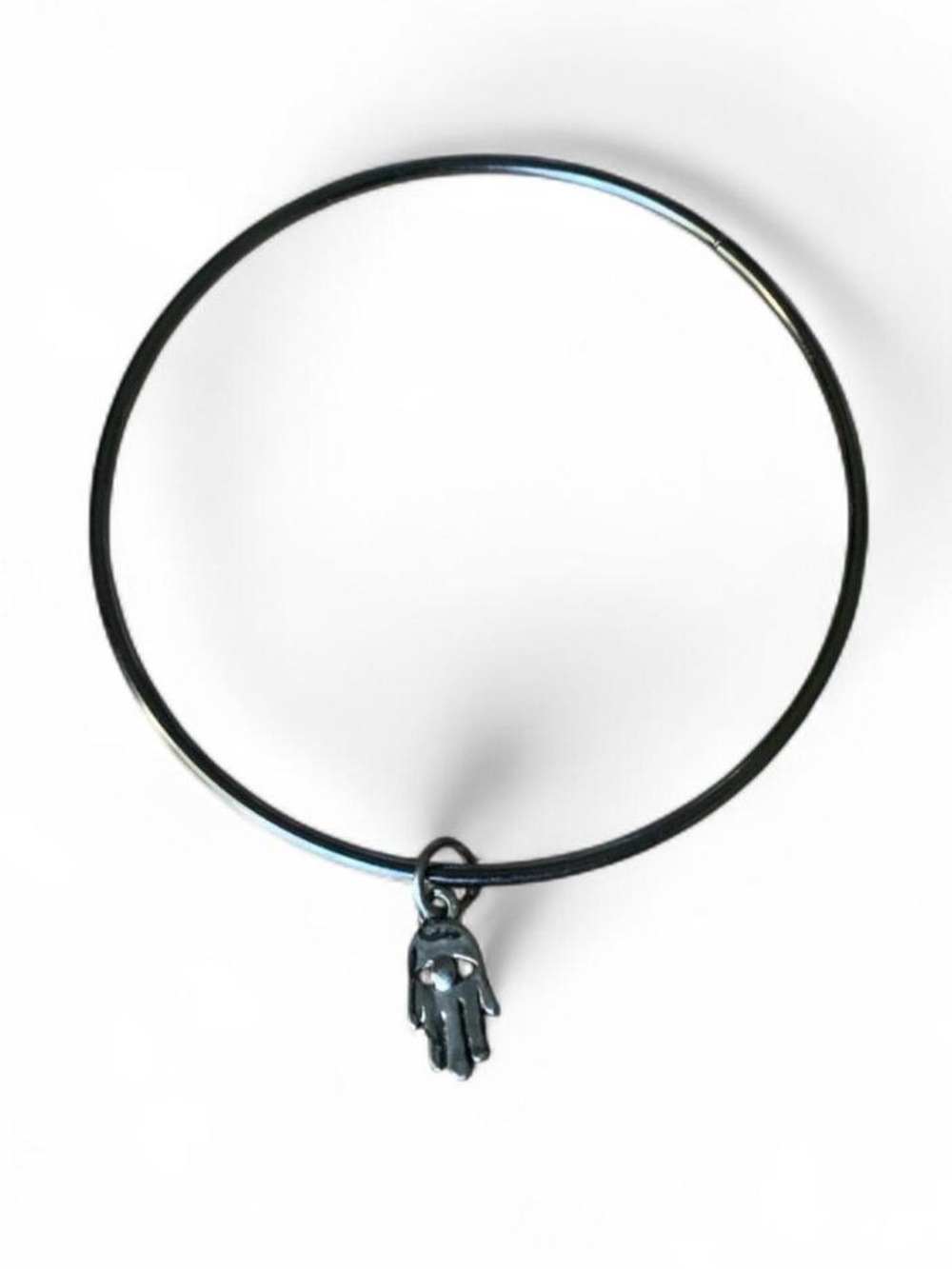 Black Hamsa Charm Bangle Bracelet - Women Jewelry